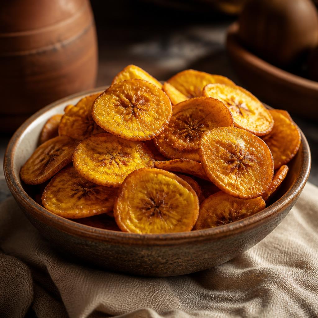 Golden fried chipettes piled in a ceramic bowl on a linen cloth